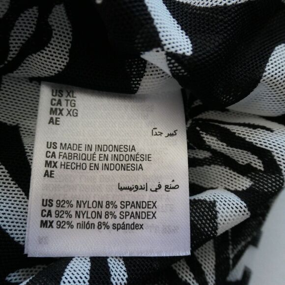 NEW INC Turtleneck Sweater Womens XL Black White Floral Sheer Mesh Stretch Boho - Picture 10 of 12